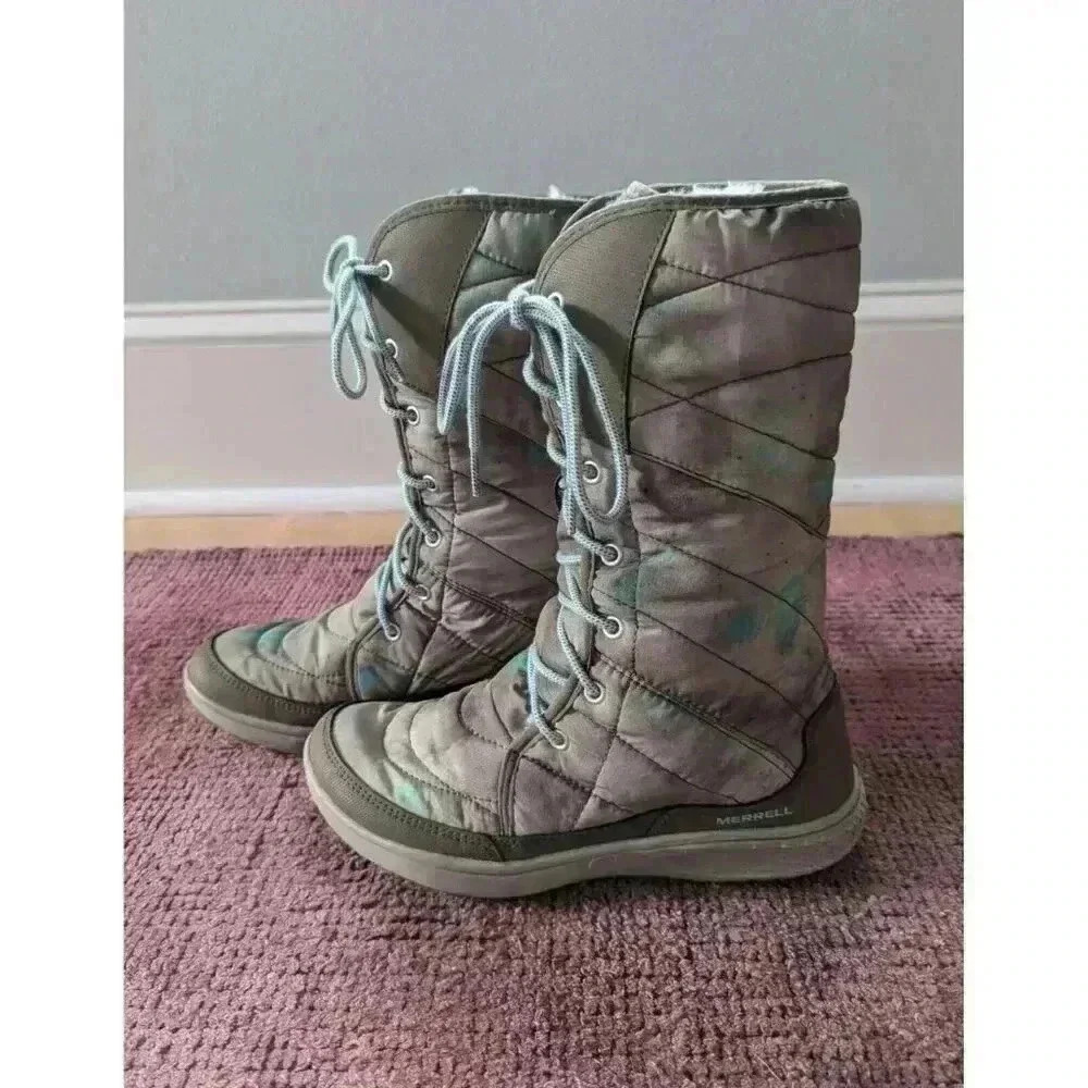 Merrell Women's Pechora Peak Winter Boots Taupe Khaki Size 6